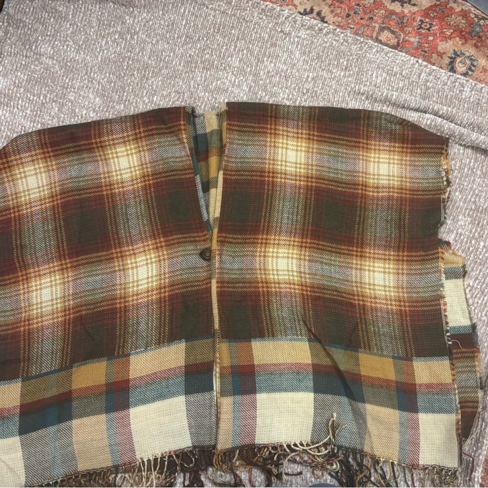 Sonoma Reversible Plaid Poncho in Brown and Cream - Picture 5 of 5
